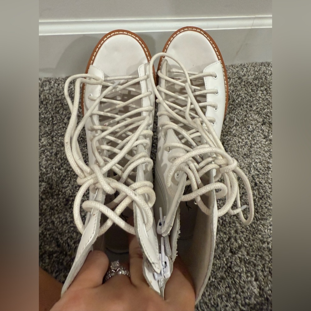 Jeffrey Campbell + Free People Palermo lace up open toe booties. Size 8. - Picture 11 of 15